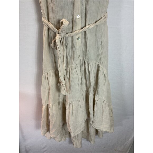 Anthropologie DREW Gauze tank Ivory midi dress size LG flowy lightweight neutral - Picture 2 of 11